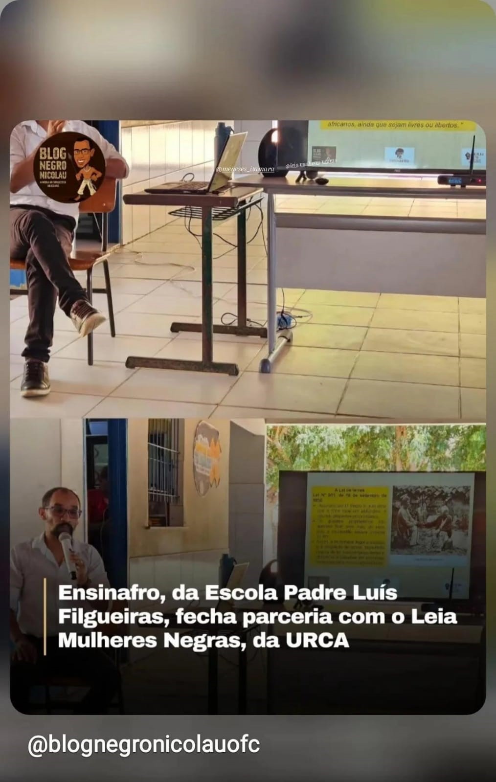 Publicação no blog Negro Nicolau divulgando a parceria entre o Ensinafro e o Leia Mulheres Negras