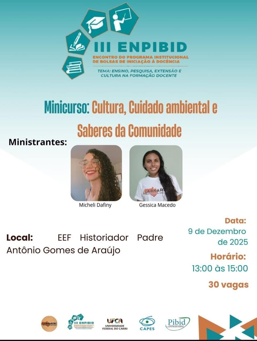 O minicurso “Cultura, cuidado ambiental e saberes da comunidade” 