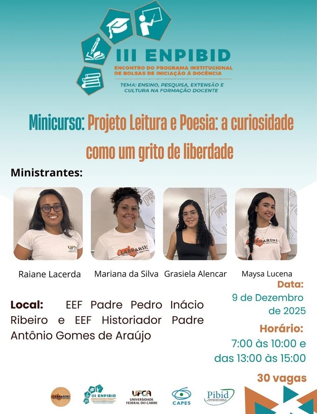 Oficina “Projeto Leitura e Poesia: a curiosidade como um grito de liberdade”